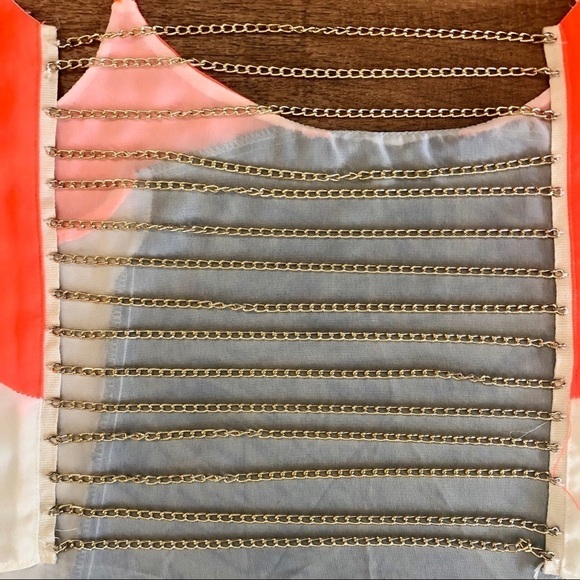 NWT Do & Be orange, black, and white tank with gold chains, adjustable straps M - Picture 4 of 7